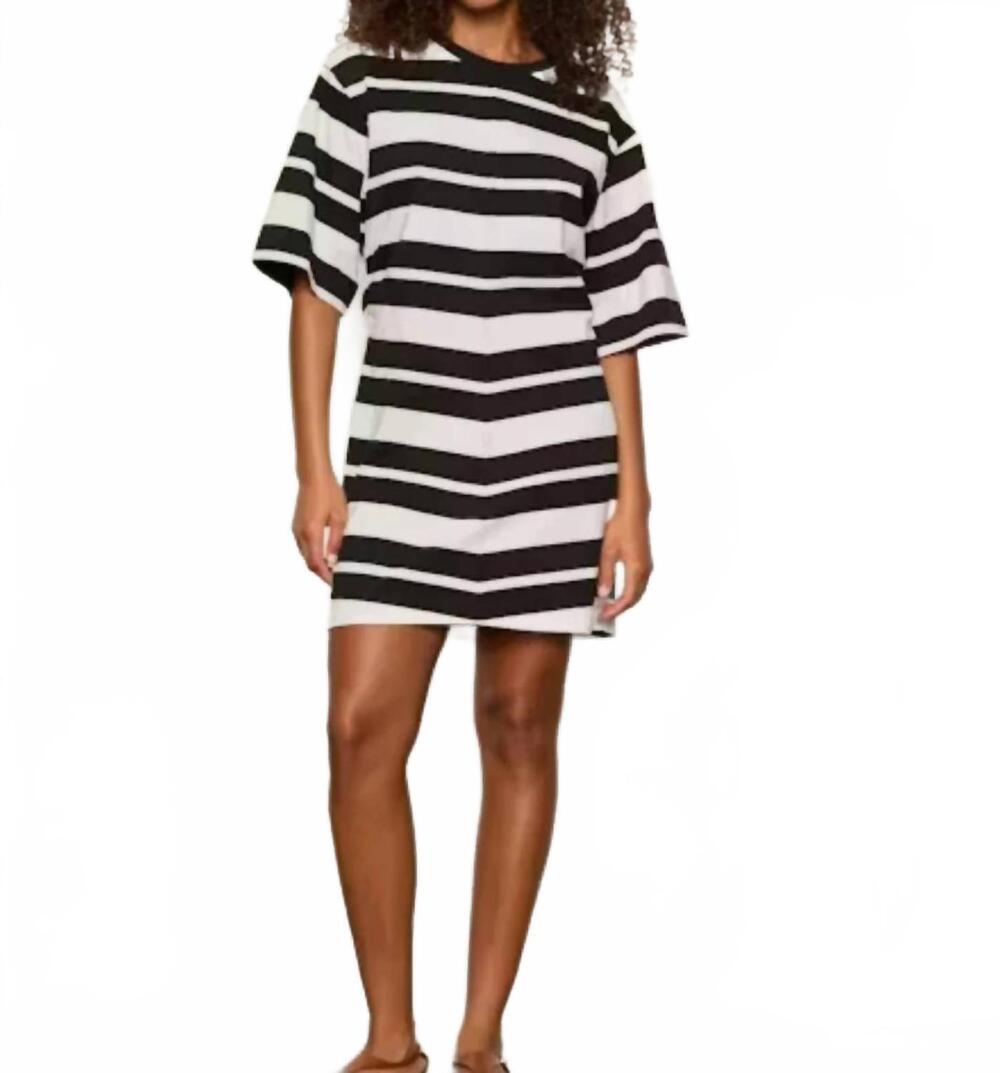 NEW SANCTUARY ready or not cinch tee dress in black/white stripe